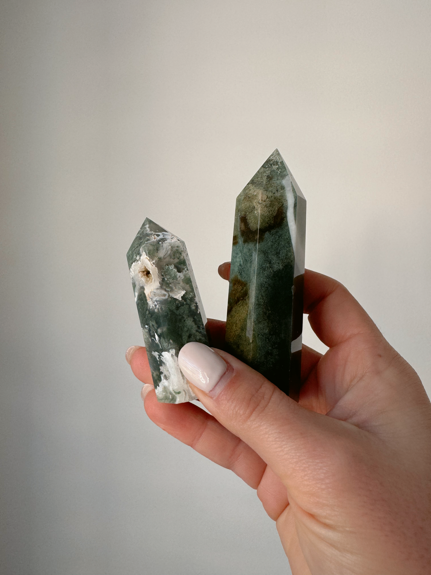 Green Moss Agate Towers