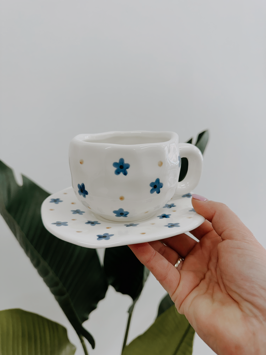 Blue Flower Mug Set