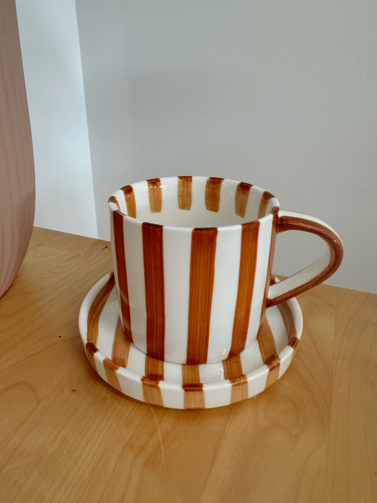 Brown Stripe Mug + Saucer