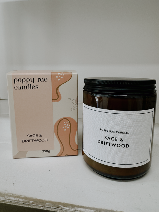 Poppy Rae Candles - Sage and Driftwood - 250g Candle