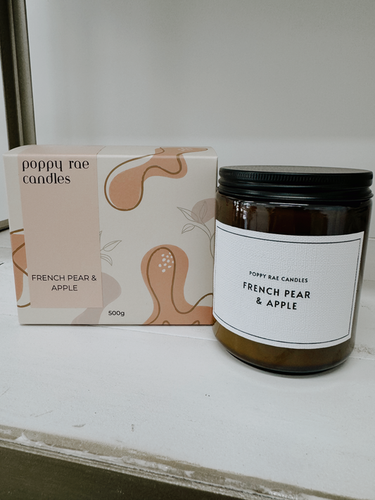 Poppy Rae Candles - French Pear and Apple - 500g Candle