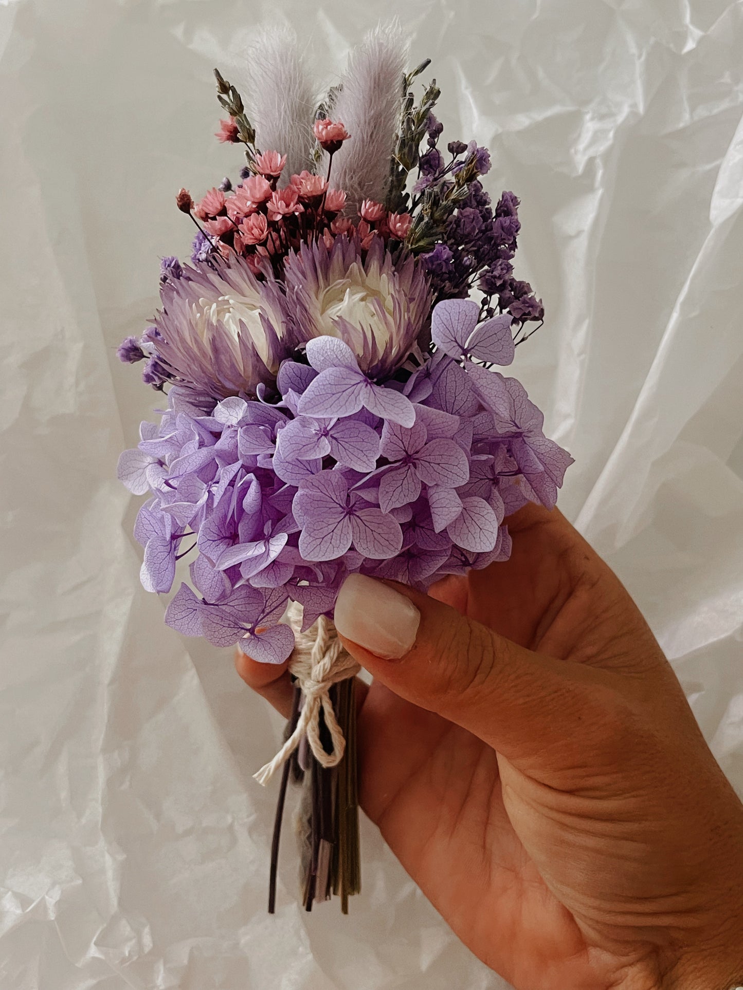 Boho dried flower bouquets - Natural & Lilac