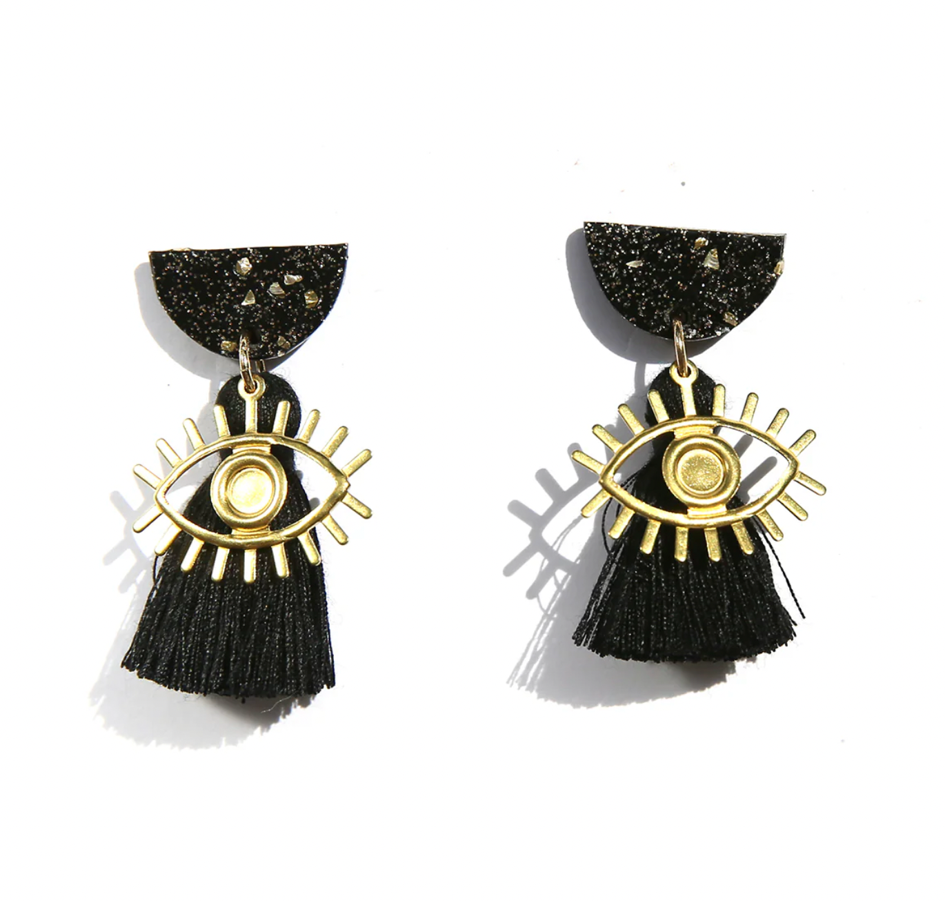 Eye Tassel Earring - BLK & NAVY